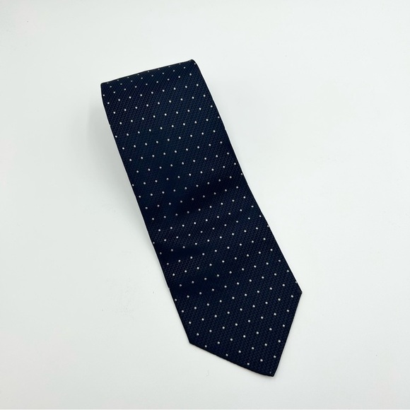 Vintage Arturo Calle Navy Polka  Dots Pure Silk Neck Tie - Picture 2 of 5